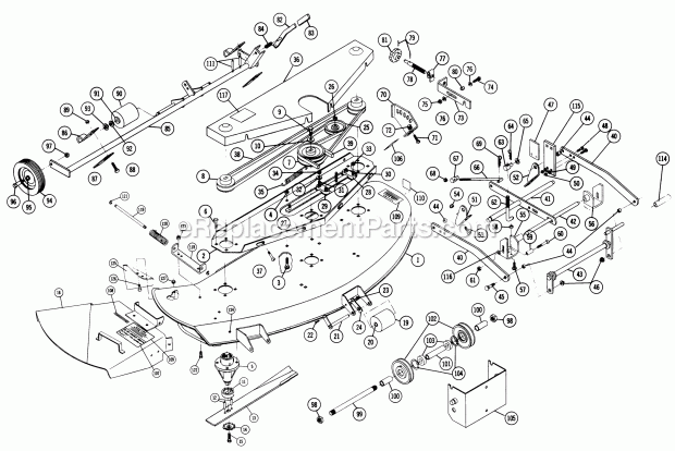 Toro 5-1221 (1975) 48-in. Side Discharge Mower Parts List for 48-in. Rotary Mower Factory Order Number 5-1221 Diagram