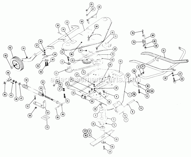 Toro 5-7362 (1970) 36-in. Rear Discharge Mower Parts List for 5-7362 & 5-2365 Rotary Mowers Diagram