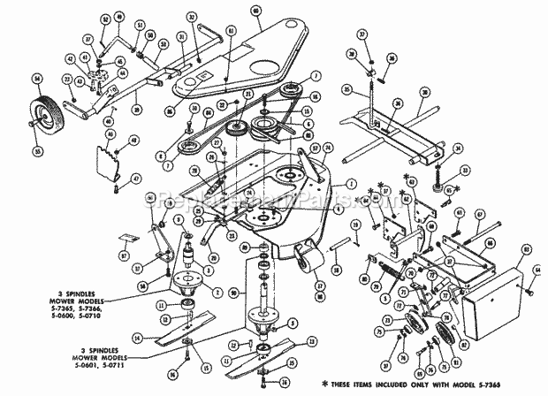Toro 5-7366 (1970) 36-in. Rear Discharge Mower Parts List for Rotary Mower Diagram