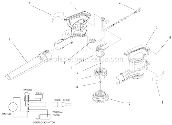 Toro 51544 (89000001-89999999)(1998) Blower-Vacuum Blower Assembly Diagram