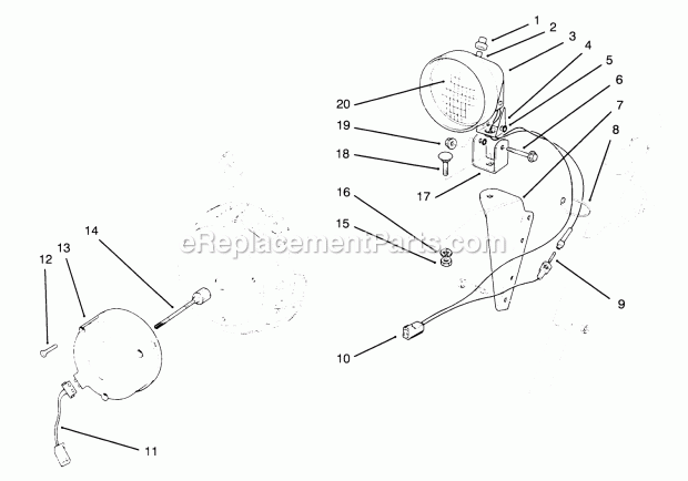 Toro 54-9822 Light Kit Headlamp Assembly Diagram