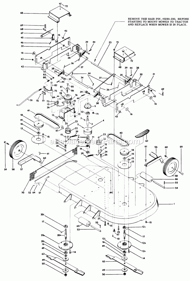 Toro 59004 (7000001-7999999) (1967) 42-in. Side Discharge Mower Mower Attachment Parts List Diagram