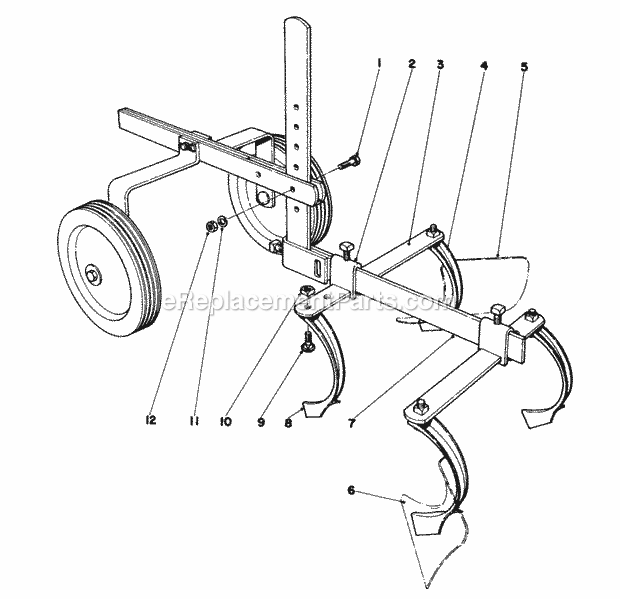 Toro 59007 (8000001-8999999) (1968) Tiller Cultivator Tiller-Cultivator Attachment Reference Drawing and Parts List Diagram