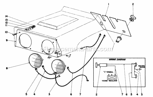 Toro 59023 (6000001-6999999) (1966) Light Kit, Tractor 7 H.P. Tractor Light Kit No. 59023 Diagram
