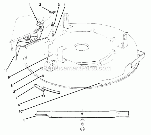 Toro 59169 Recycler Kit, 25-in. Side Discharge Mower 825 Rear Engine Rider Recycler Assembly Diagram