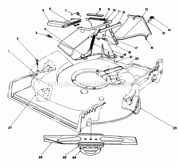 Toro 59171 (1000001-1999999) (1991) Recycler Kit, 21-in. Mower Recycler Assembly Diagram