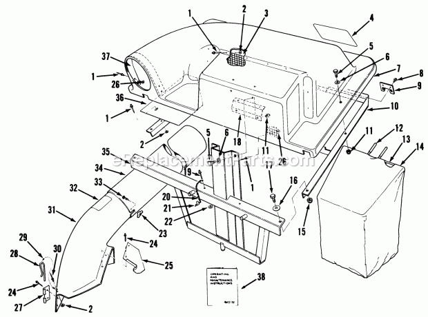 Toro 59184 (0000001-0999999) (1990) 32-in. Twin Bagger, Rear-engine Rider And Lawn Tractors Twin Bagger Grass Catcher Vehicle Identification Number 59184 Diagram