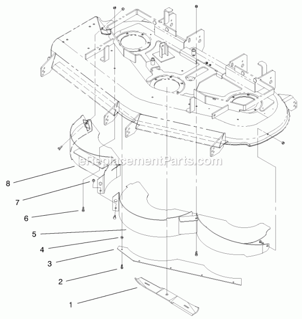 Toro 59227 Recycler Kit, 52-in. Side Discharge Mower Mulching Assembly Diagram