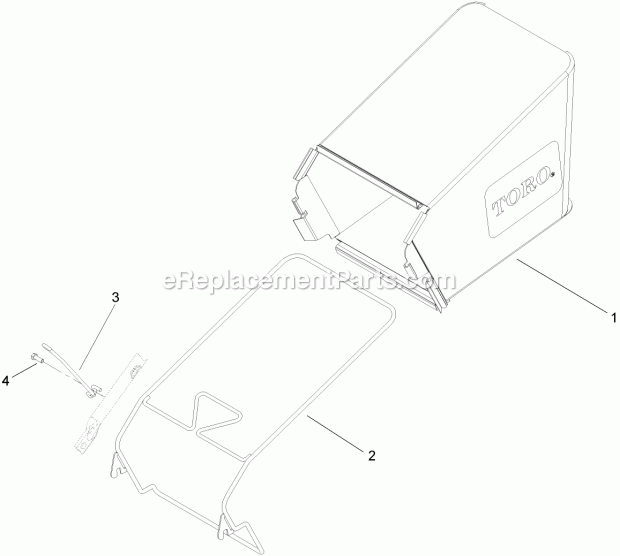 Toro 59302 Bagger Kit, 2005 To 2007 Super Recycler Lawnmowers Rear Grass Bag Kit No. 108-4849 Diagram