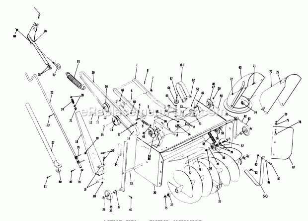 Toro 6-6214 (1975) 42-in. Snowthrower Parts List-Snow Thrower-Factory Order Number 6-6214 Diagram