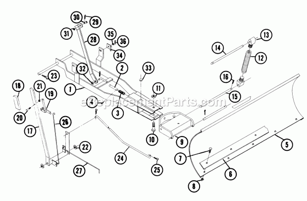 Toro 6-7124 (1976) 42-in. Snow/dozer Blade Parts List-42-in. Snow/Dozer Blade Factory Order No. 66-42ba01 Diagram
