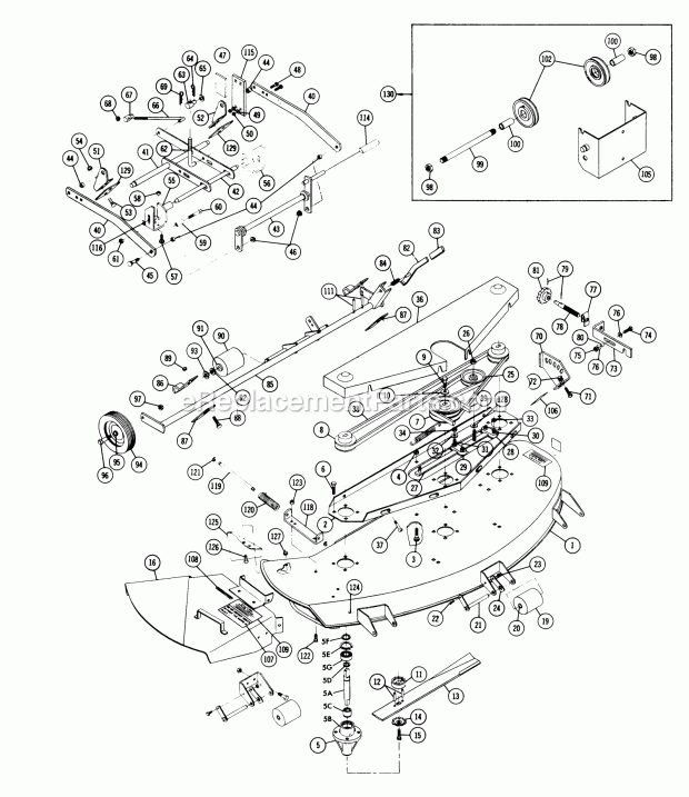 Toro 65-48XS01 (1976) 48-in. Side Discharge Mower Parts List for 48-in. Rotary Mower Factory Order Number 65-48xs01 Diagram