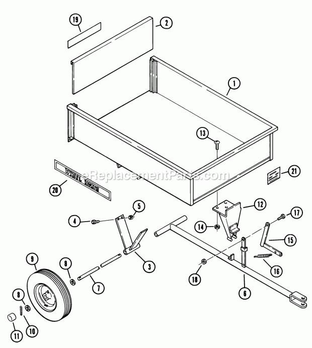 Toro 67-10DC01 (1976) 10 Cubic Foot Cart Parts List-10 Cubic Foot Dump Cart (Factory Order Number 67-1odc01) Diagram