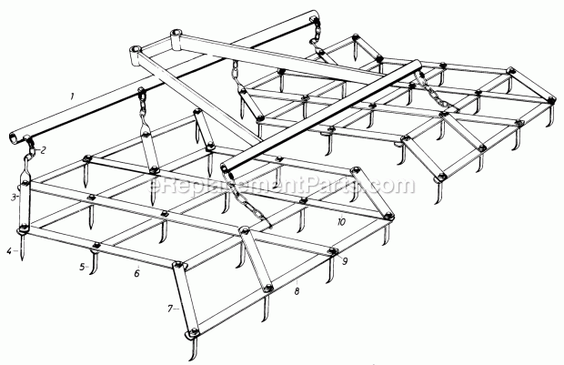 Toro 67-59HR01 (1976) 59-in. Harrow Parts List for 59 Spiked Tooth Harrow (Factory Order Number 67-59hr01) Diagram