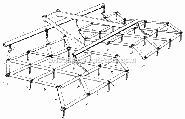 Toro 67-59HR01 (1978) 59-in. Harrow Parts List for 59 Spiked Tooth Harrow (Factory Order Number 67-59hr01) Diagram