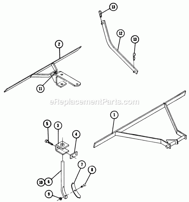 Toro 7-1722 (1969) Cultivator Parts List for 2 Section Cultivator 7-1722 Diagram