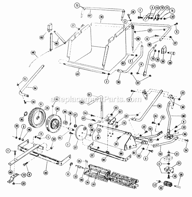 Toro 77-38SW01 (1977) 38-in. Sweeper Parts List-Lawn Sweepers Factory Order Numbers 77-31sw01 (31-in.) Diagram