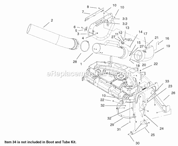 Toro 78492 Boot And Tube Kit, 100 Series Z Master 44-in. Mowers Boot and Tube Assembly Diagram
