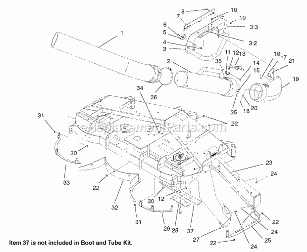 Toro 78495 Boot And Tube Kit, 200 Series Z Master 62-in. Mowers Boot Assembly Diagram