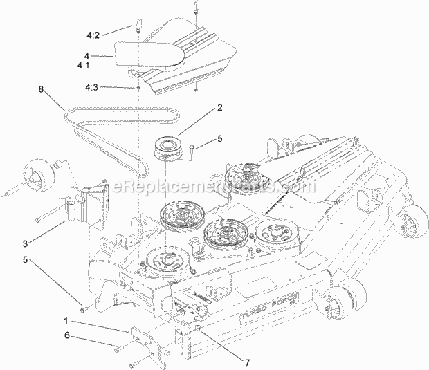 Toro 78501 52in Turbo Force Mower Finishing Kit, Z400 And Z500 Twin Soft Bagger 52in Finishing Kit Assembly Diagram