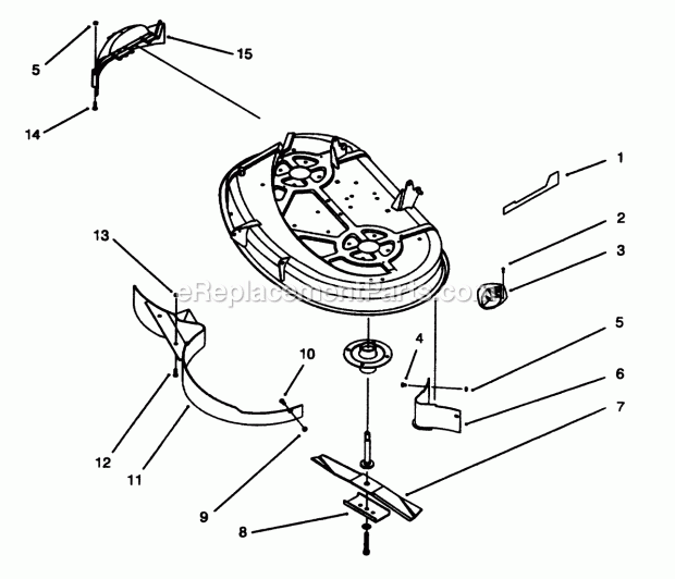 Toro 79170 (3900001-3999999) (1993) 38-in. Recycler Kit, Xl Series Lawn Tractors Baffle & Blade Assembly Diagram
