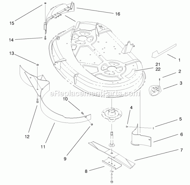 Toro 79170 (6900001-6999999) (1996) 38-in. Recycler Kit, Xl Series Lawn Tractors Baffle & Blade Assembly Diagram