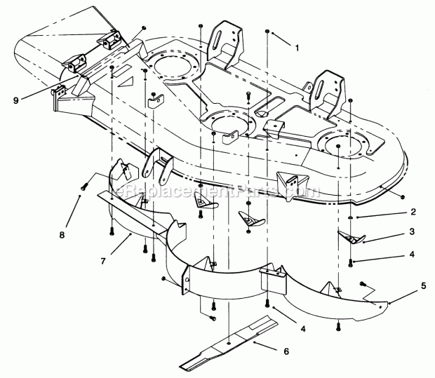 Toro 79185 52-in. Recycler Kit Baffle & Blade Assembly Diagram