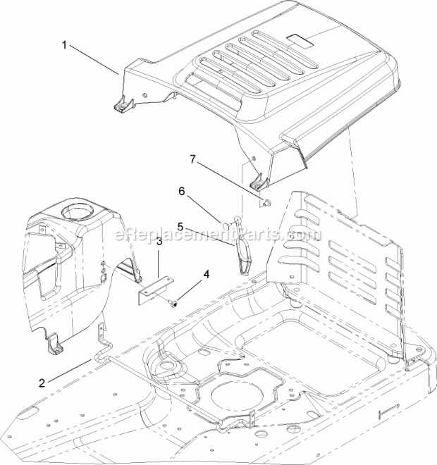 Toro 79314 Engine Cover Kit, Zero-turn-radius Riding Mowers Engine Cover Assembly Diagram