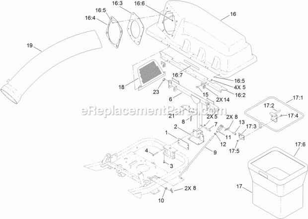 Toro 79328 (400000000-999999999) Bagger, Titan Zx And Mx Series Riding Mower Bagger Assembly Diagram
