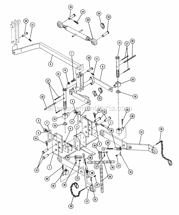 Toro 85412 (1970) 3-point Hitch Parts List for 3-Point Hitch Model 8-5412 Diagram