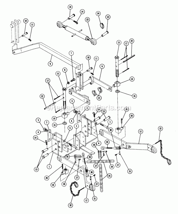 Toro 85412 (1971) 3-point Hitch Parts List for 3-Point Hitch Model 8-5412 Diagram