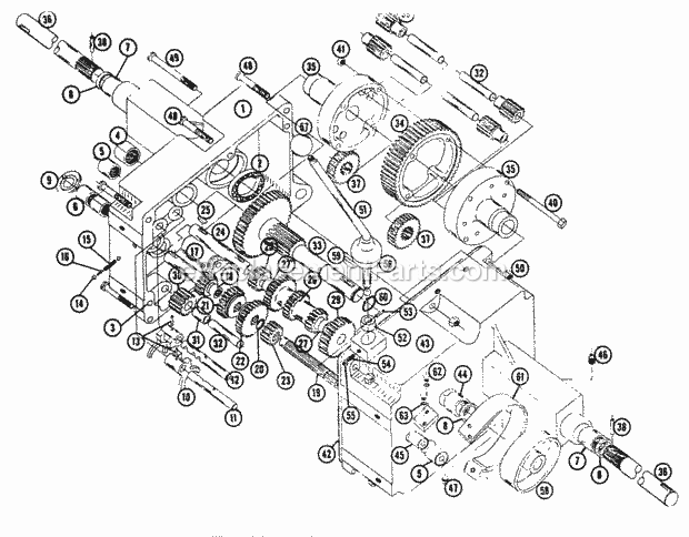Toro 854 (1964) Lawn Tractor Transmission Parts List Diagram