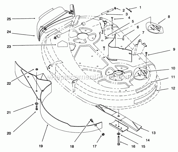 Toro 86032 38-in. Side Discharge Recycler Kit Baffle & Blade Assembly Diagram