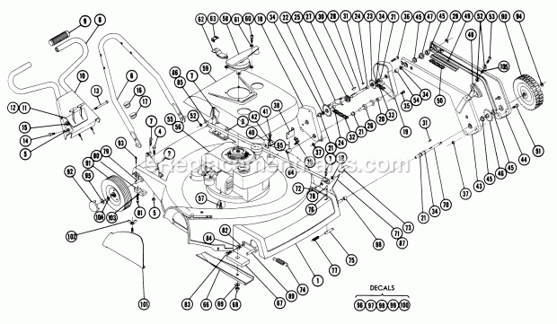 Toro LC-521 (1969) 21-in. Lawnmower Parts List Diagram