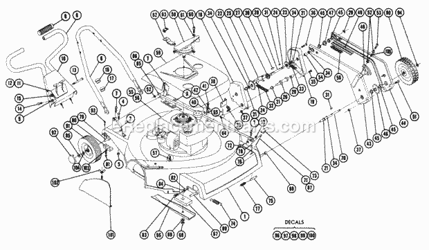 Toro LCP-521 (1969) 21-in. Lawnmower Parts List Diagram