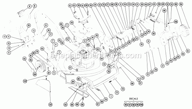 Toro LCP-621 (1966) 21-in. Lawnmower Parts List Lc-621 Rotary Mower Diagram