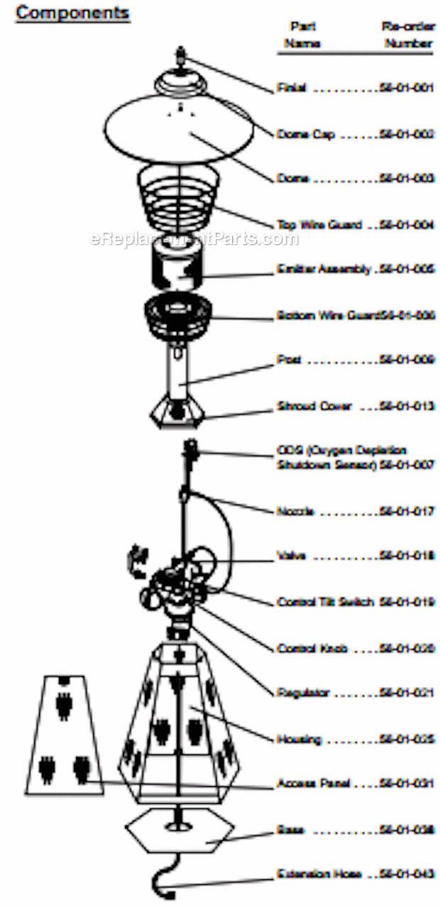 Uniflame 72400 Portable Outdoor Heater Page A Diagram