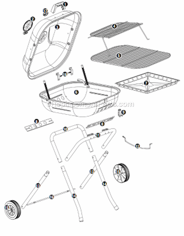 Uniflame CBC1011WDC-C Outdoor Charcoal Barbeque Grill Page A Diagram
