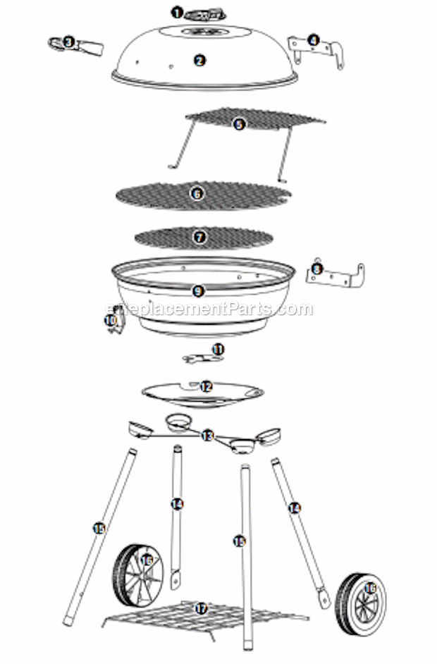 Uniflame CBC1210G Outdoor Charcoal Barbeque Grill Page A Diagram