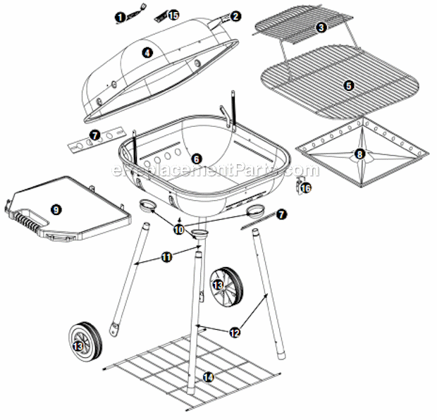Uniflame CBC1311W-C Outdoor Charcoal Barbeque Grill Page A Diagram