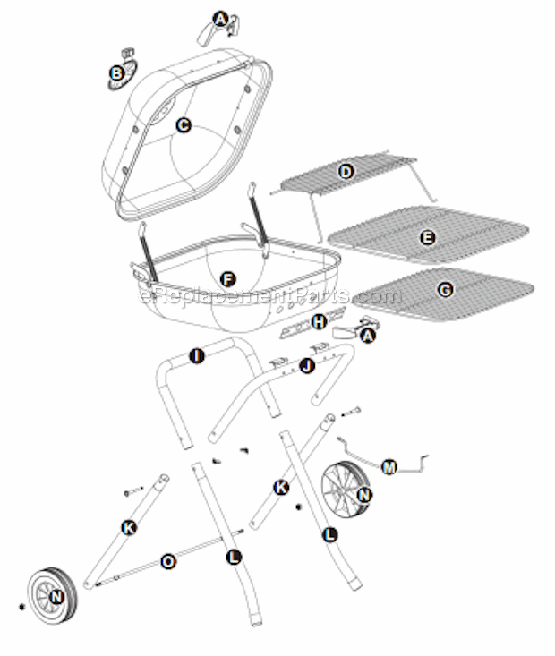 Uniflame CBC830L Folding Standup Charcoal Grill Page A Diagram