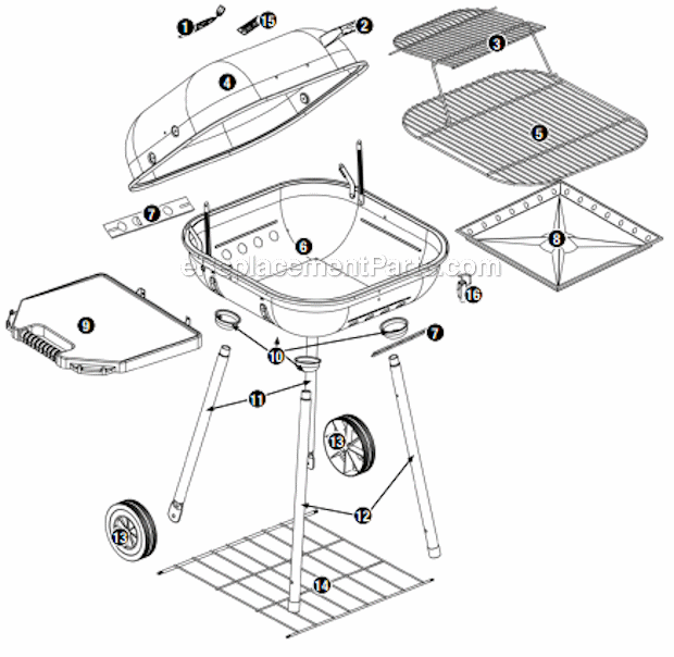 Uniflame CBC911W Outdoor Charcoal Barbeque Grill Page A Diagram