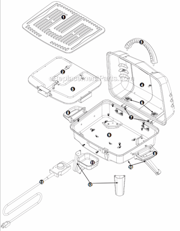 Uniflame EBT801W Outdoor Electric Grill Page A Diagram