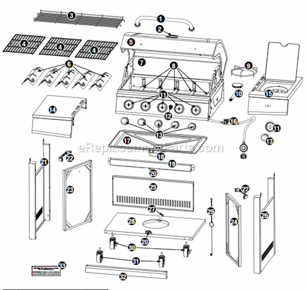 Uniflame GBC1255W-C Outdoor LP Gas Barbeque Grill Page A Diagram