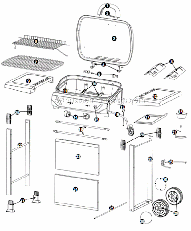 Uniflame GBC1303W-C Outdoor LP Gas Barbeque Grill Page A Diagram