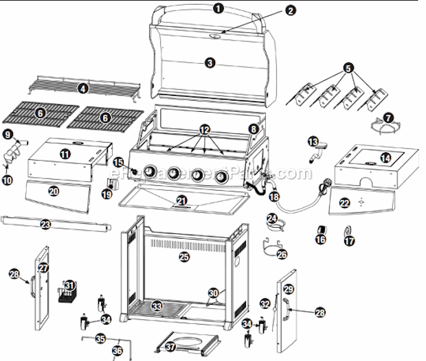 Uniflame GBC850W-C Outdoor LP Gas Barbeque Grills Page A Diagram