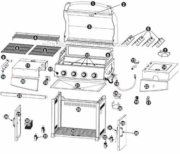 Uniflame GBC850WNG-C Outdoor Natural Gas Barbeque Grill Page A Diagram