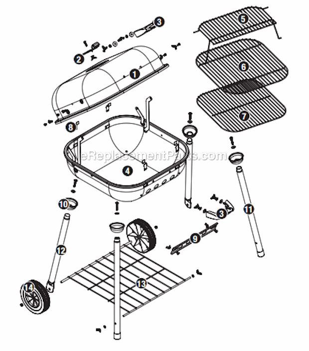 Uniflame NB1854WR Outdoor Charcoal Barbeque Grill Page A Diagram