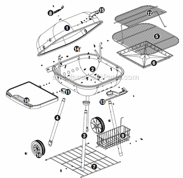 Uniflame NB2153B Outdoor Charcoal Barbeque Grill Page A Diagram