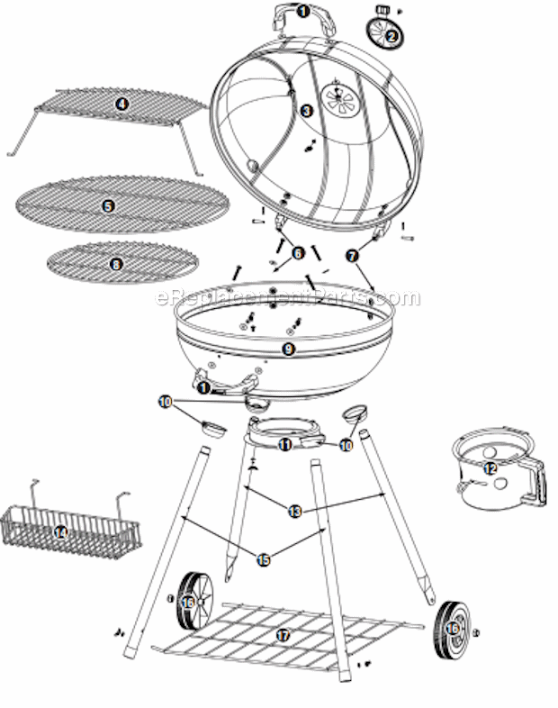 Uniflame NPC2204-C Outdoor Charcoal Barbeque Grill Page A Diagram